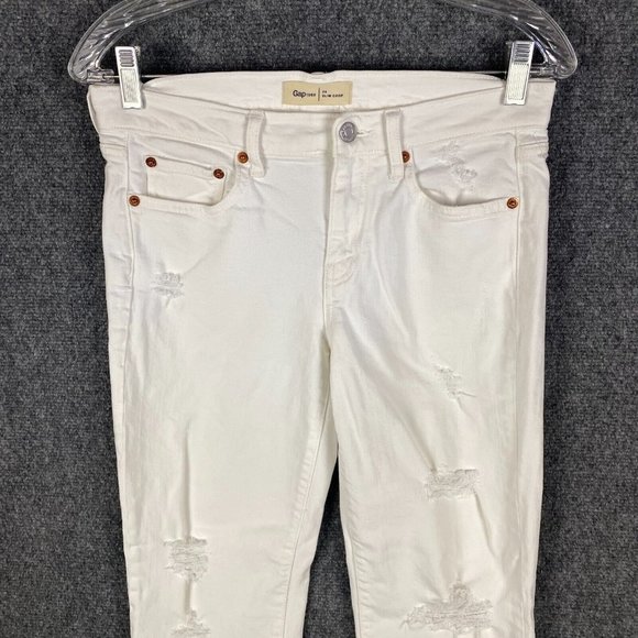 Gap 1969 Jeans Women's Size 26 Slim Crop White Cotton Blend Adults - Picture 2 of 10